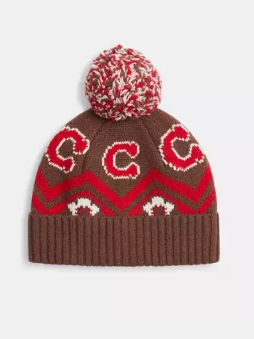 COACH Fair Isle Lambswool Knit Beanie Sable Multi OS